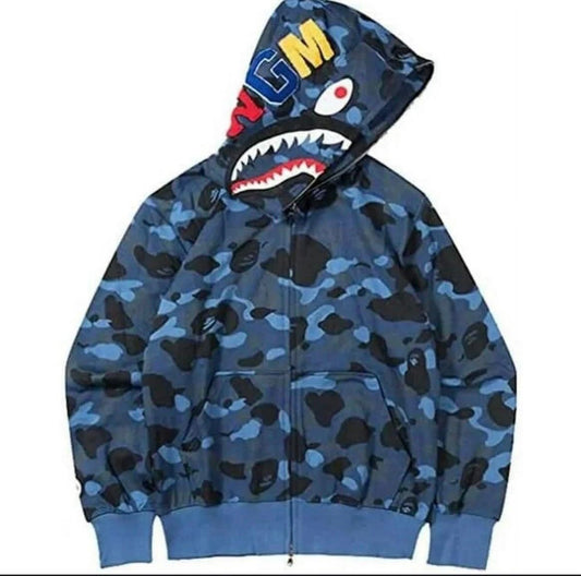 Bape Zip up hoodie Blue