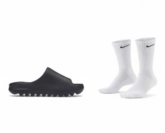 Yeezy Slides + Nike Socks Combo