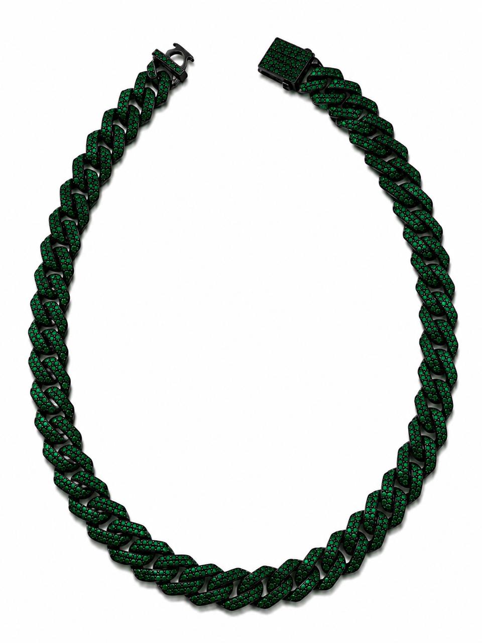 Green Stone  Iced Out Chain